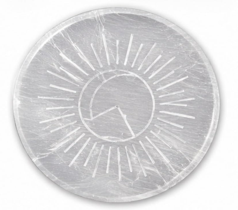 Natural Selenite 3 inch Round Etched Charging Plate For Crystal Healing Wellness Positive Energy