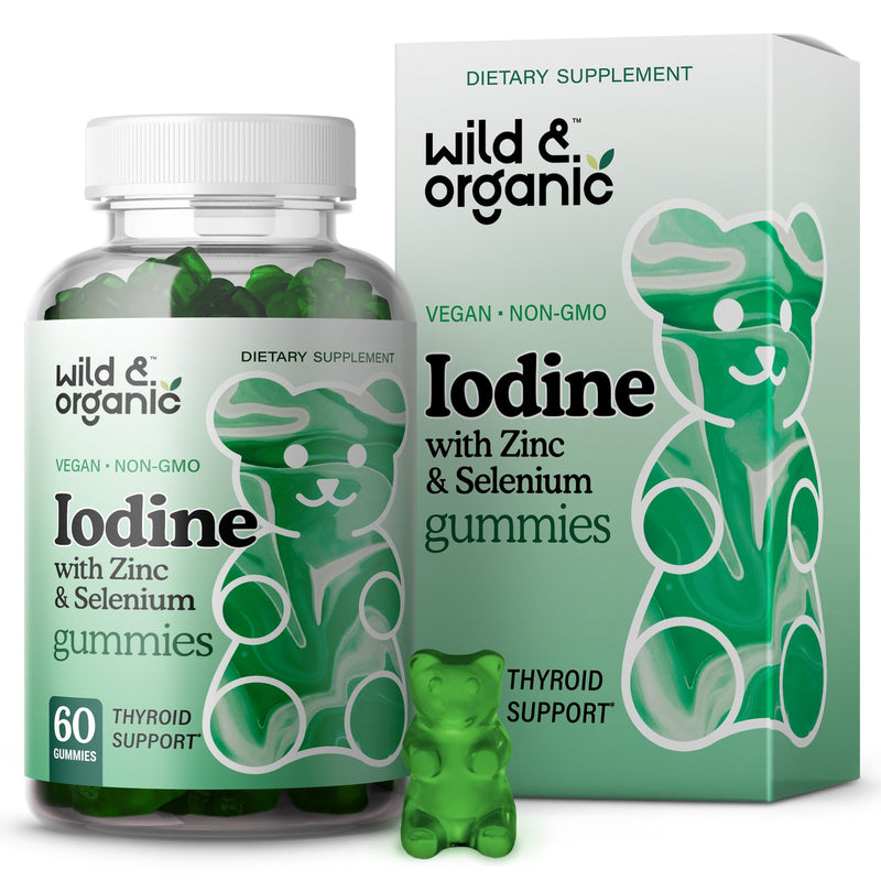 [Australia] - Wild & Organic Iodine Gummies 250mcg - Immune Support Complex w/Potassium Iodide - Selenium Zinc Iodine Supplement for Immune Support - 60 Pectin-Based Gummies - Vegan Supplement with Iodine 