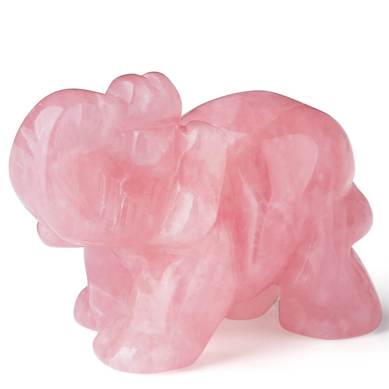 [Australia] - 2" Rose Quartz Elephant Decor Healing Crystal Cute Polished Natural Stone Hand-Carved Big Pink Sculpture Statue Figurines Gemstone Energy Hippie Home Room Office Desk Decoration Gifts for Women Men 1-pink-rose Quartz 