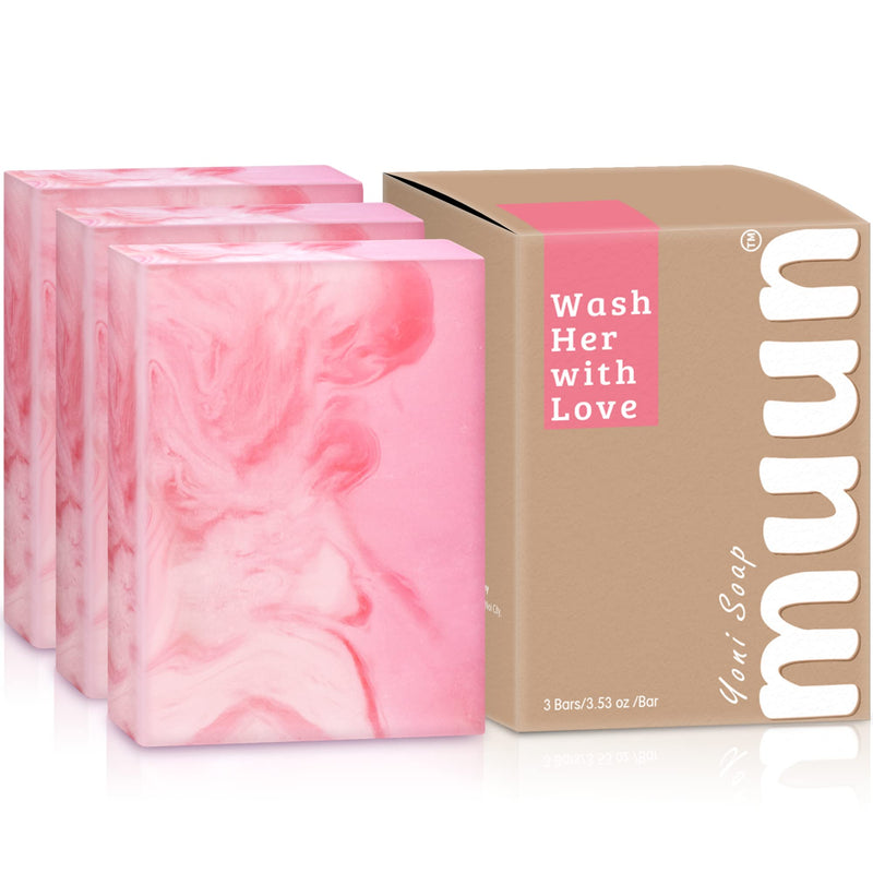 [Australia] - Muun Yoni Soap Bar - Pack 3 Ph Balance Probiotics & Natural Ingredients - Gentle Cleansing Formula Eliminates Odor Vaginal Health - Feminine Wash - Moisturizing Intimate (Rose) Rose 