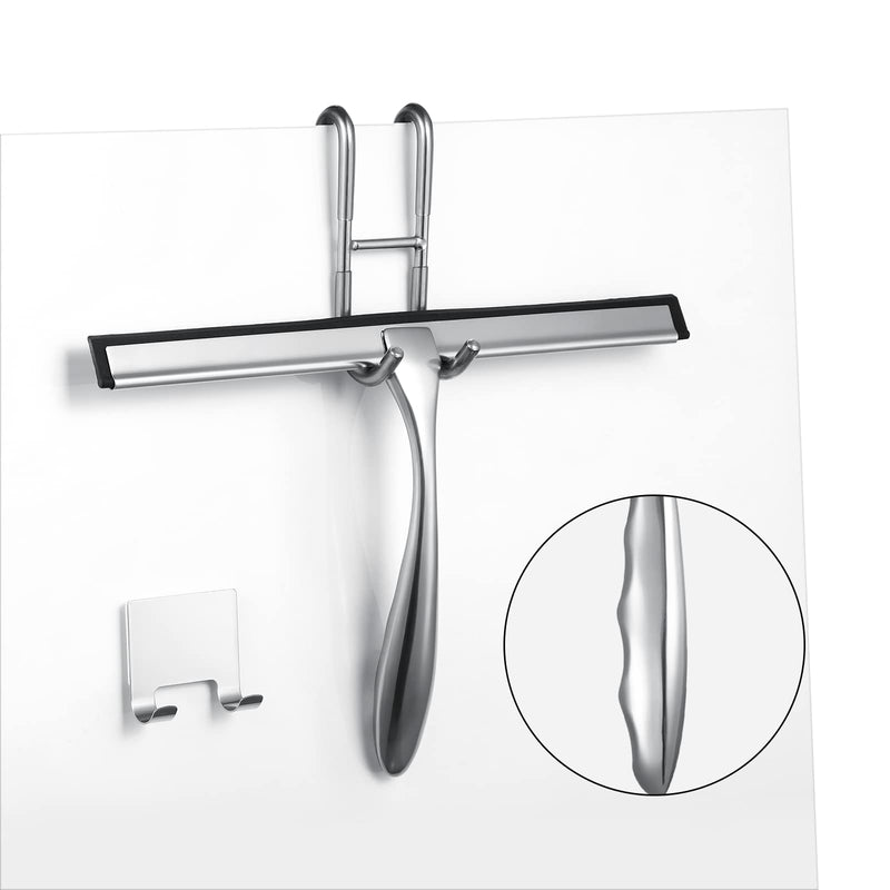 [Australia] - Shower Squeegee for Glass Doors,12-Inch Shower Glass Squeegee, Sliver Shower Squeegee for Shower Doors,Mirror,Windows, with Shower Door Hook and Adhesive Hook 12-Inch 