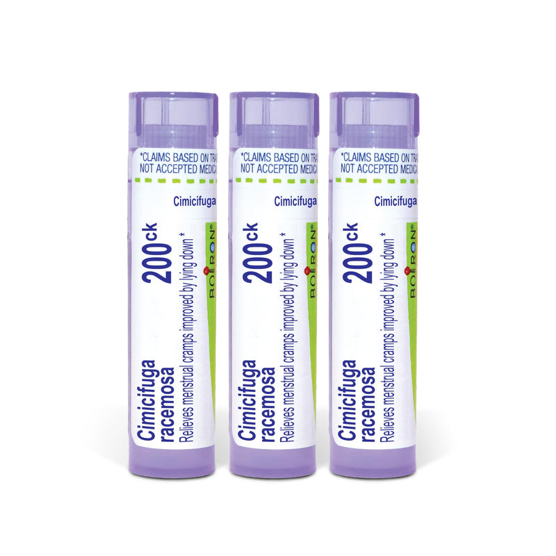 Boiron Cimicifuga Racemosa 200Ck Homeopathic Medicine for Menstrual Cramps Relief - Pack of 3 (240 Pellets) | Single-medicine homeopathic pellets for Menstrual Cramps Relief. Size: Pack of 3 (240 Pellets).