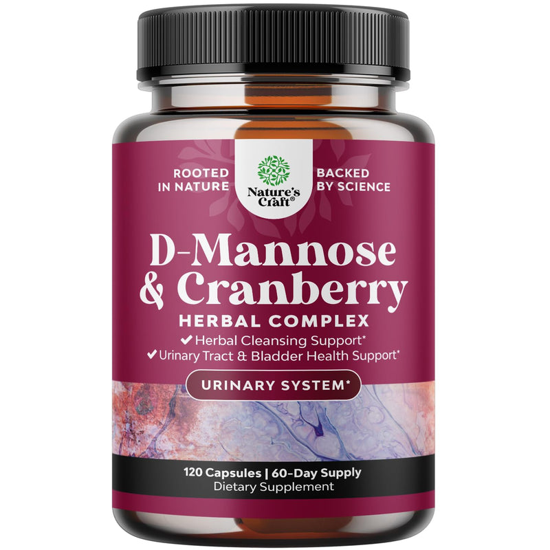 [Australia] - D Mannose with Cranberry Supplement - Potent D Mannose 1000mg Capsules for Kidney Defense Support & Cleanse and Urinary Tract Health for Women & Men - Bladder Health Supplement for Adults - 120 Count 120 Count (Pack of 1) 