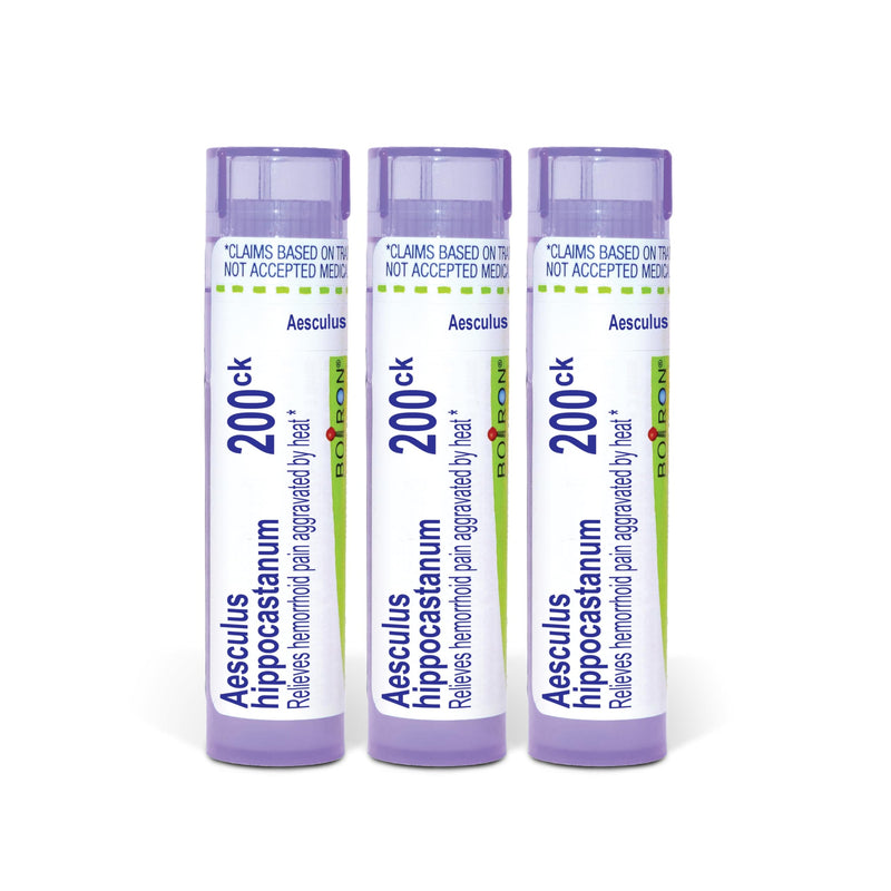 Boiron Aesculus Hippocastanum 200Ck Homeopathic Medicine for Hemorrhoids - Pack of 3 (240 Pellets) | Single-medicine homeopathic pellets for Hemorrhoids. Size: Pack of 3 (240 Pellets). Unflavored 80 Count (Pack of 3)