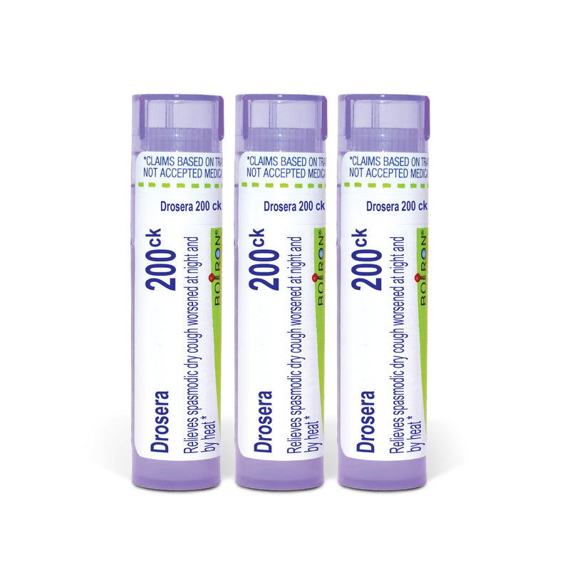 Boiron Drosera Rotundifolia 200Ck Homeopathic Medicine for Spasmodic Dry Cough - Pack of 3 (240 Pellets) | Single-medicine homeopathic pellets for Spasmodic Dry Cough. Size: Pack of 3 (240 Pellets). 80 Count (Pack of 3)