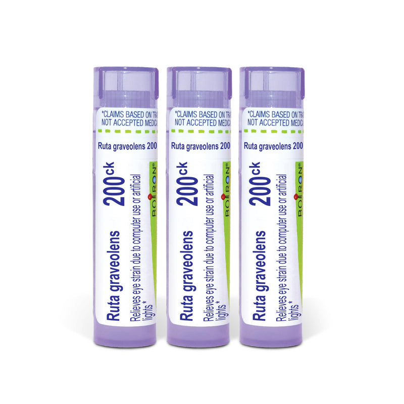 Boiron Ruta Graveolens 200Ck Homeopathic Medicine for Pain Relief - Pack of 3 (240 Pellets) | Single-medicine homeopathic pellets for Pain Relief. Size: Pack of 3 (240 Pellets).