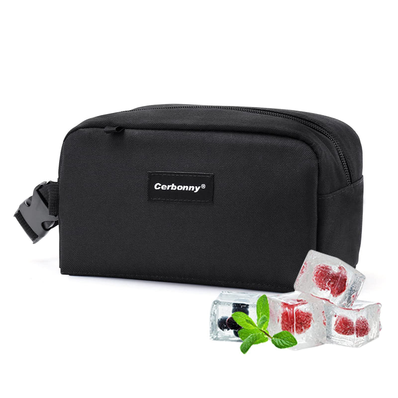 [Australia] - Freezable Lunch Bag,Freezable Snack Bag,Mini Cooler Bag for Travel/Work/School,Small Insulated Bag,Small Cooler Lunch Box with Ice Packs,Insulated Snack Bag,Freezable Snack Box with Handle Buckle black-1 