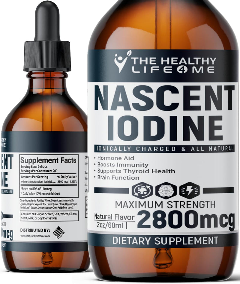 [Australia] - Nascent Iodine Organic | 2800mcg | Potassium Iodide | Iodine Supplement | Iodine Drops | Vegan | Clear Color | Large 2oz 