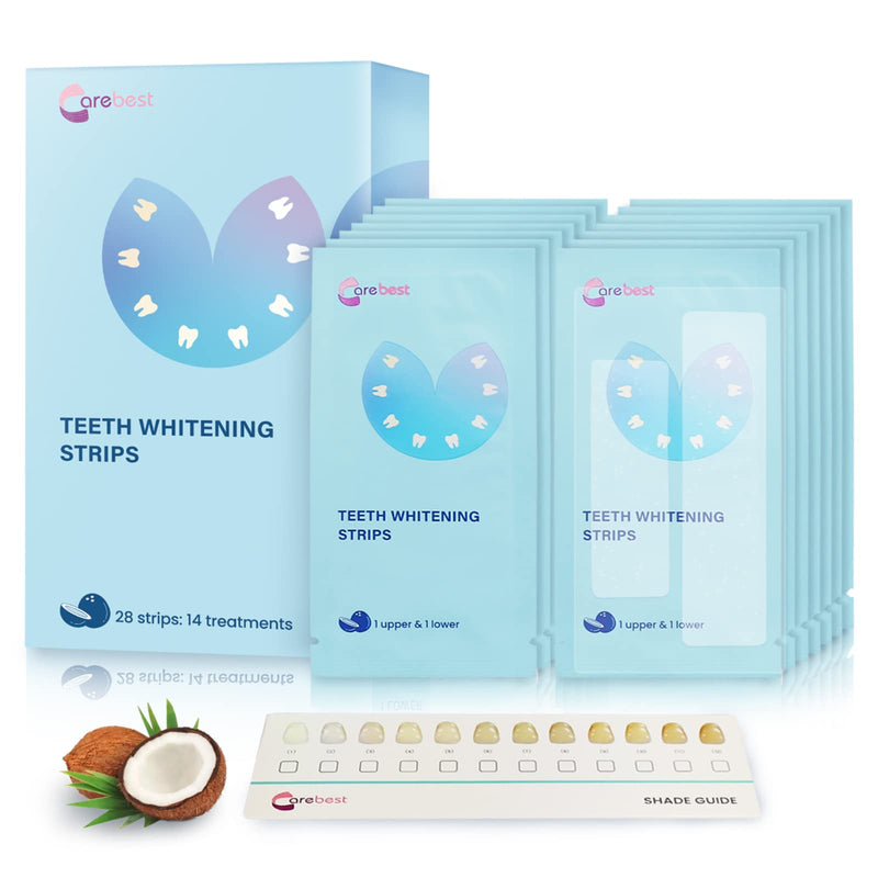 [Australia] - Teeth Whitening Strips-Professional White Strips for Sensitive Teeth Whitening Kit,Enamel Safe Coconut Whitener Strip for Teeth Whitening,Effective for Teeth Stains Remove（28 strips） 