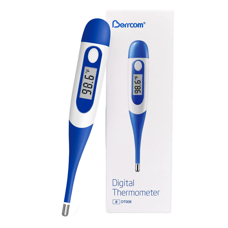[Australia] - Berrcom Digital Thermometer for Adults, Oral and Underarm Thermometer for Baby and Kids Medical Thermometer with Fever Alarm Rectal Thermometer with Soft Tips DT-008 