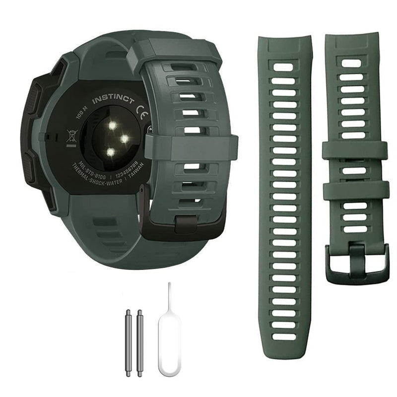 [Australia] - Replacement Band Compatible with Garmin Instinct, 22mm Smartwatch Accessory Wrist Soft Silicone Band Strap for Garmin Instinct 2 / Instinct Esports/Solar/Tide/Tactical Graphite Gray 