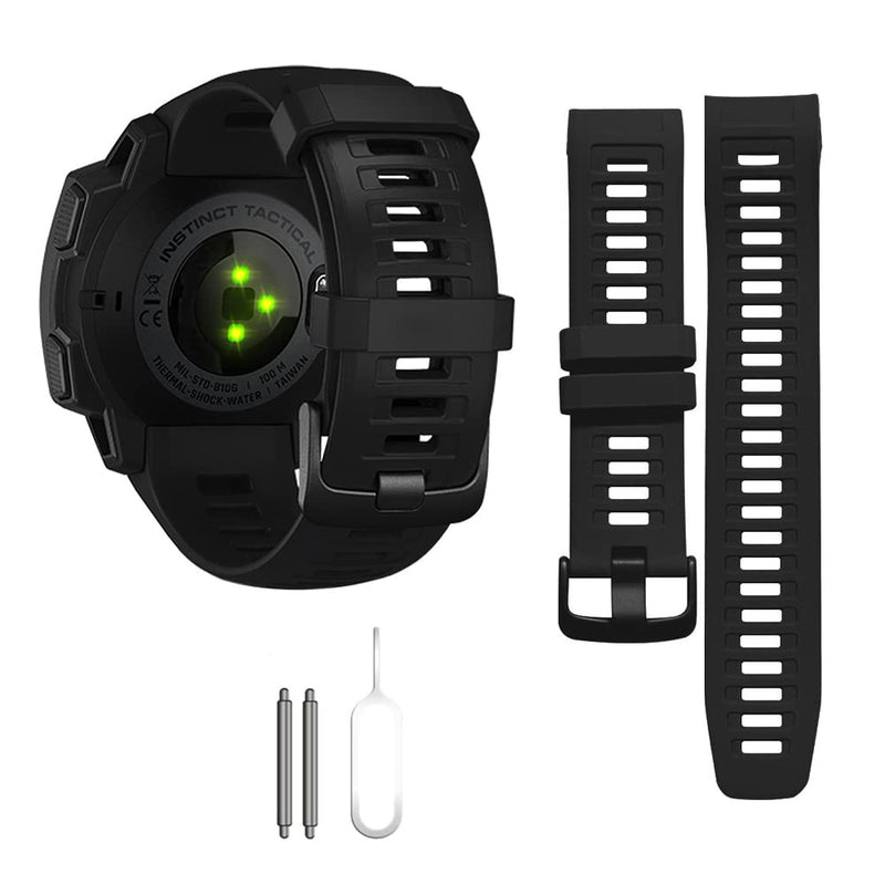 [Australia] - Replacement Band Compatible with Garmin Instinct, 22mm Smartwatch Accessory Wrist Soft Silicone Band Strap for Garmin Instinct 2 / Instinct Esports/Solar/Tide/Tactical Black 