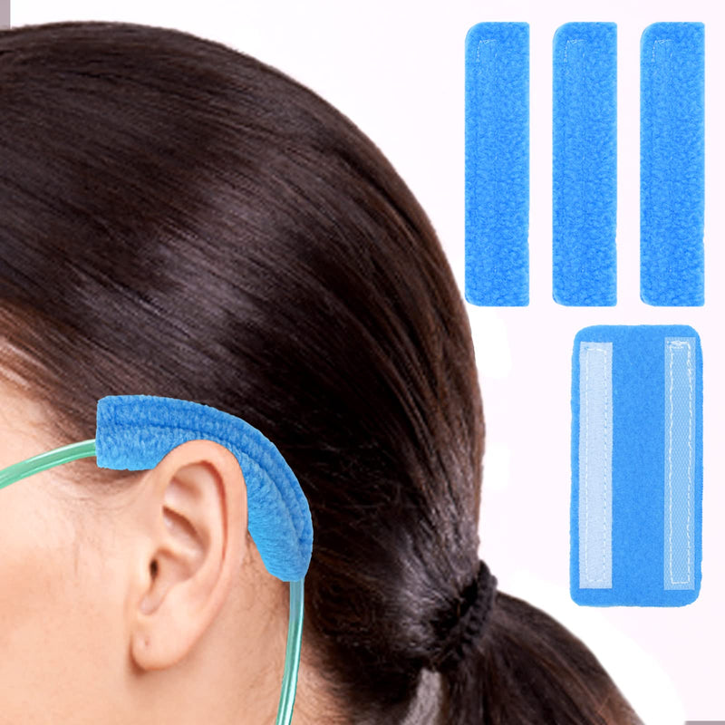 [Australia] - 4 Pack Nasal Cannula Ear Cushions Oxygen Cannula Face Soft Cover for Oxygen Users to Help Relieve Ear Pain and Prevent Cheek Indentation Discomfort(Blue) 4-blue 
