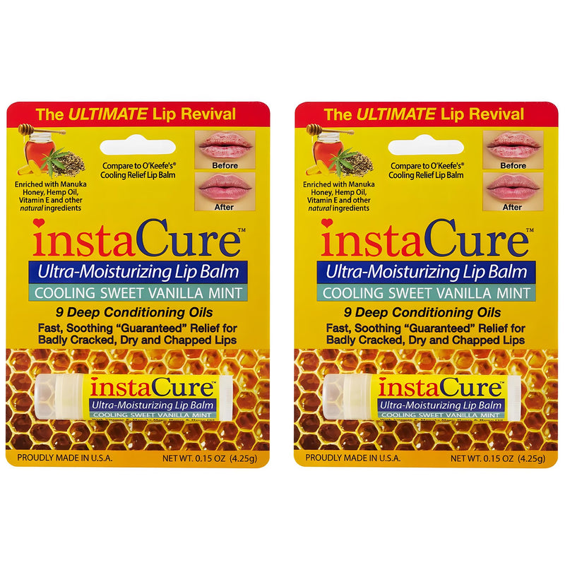 Ultra-Moisturizing Lip Revival Balm. Fast, Soothing Relief & Repair for Cracked, Dry Chapped Lips with Manuka Honey & Vitamin E. Cooling Sweet Vanilla Mint (2 Pack) Peppermint/Vanilla