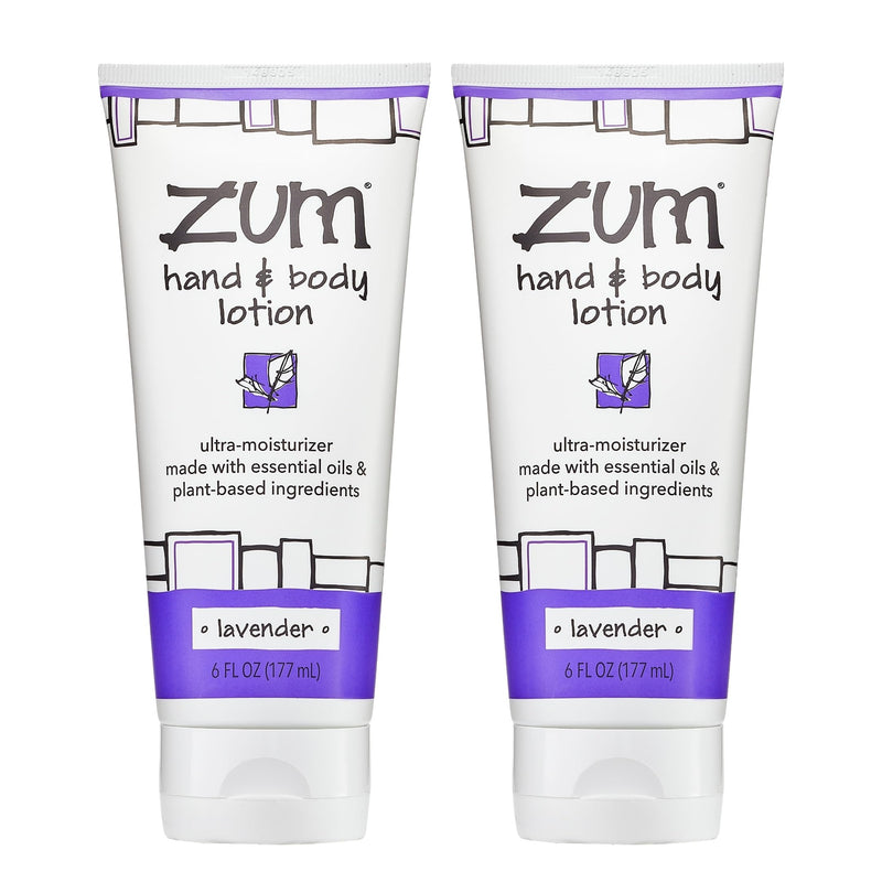 Zum Hand & Body Lotion - Lavender, 6 fl oz (2 Pack) | Moisturizes dry skin on hands and body with shea butter, jojoba oil and more