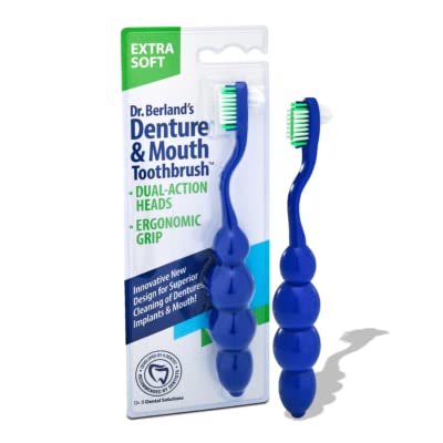 [Australia] - Dr. B Dental Solutions Ergonomic Denture Toothbrush Extra Soft Bristles, Removes Stains & Odor Precision Design for Implants & Overdentures Single Blue Pack 