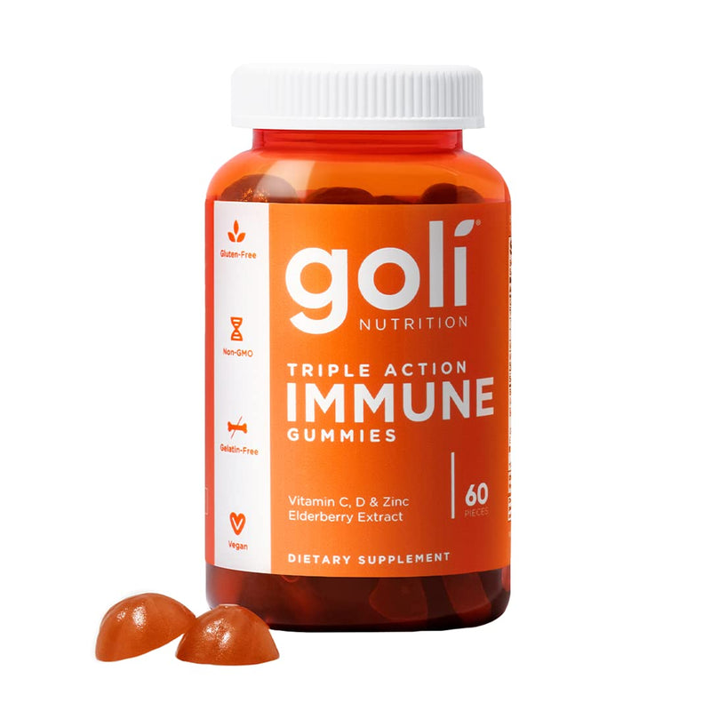 [Australia] - Goli Immune Vitamin Gummy - 60 Count - Elderberry, Vitamin C, D & Zinc, Vegan, Non-GMO, Gluten-Free & Gelatin-Free, Pack of 1 mixed berry 60 Count (Pack of 1) 