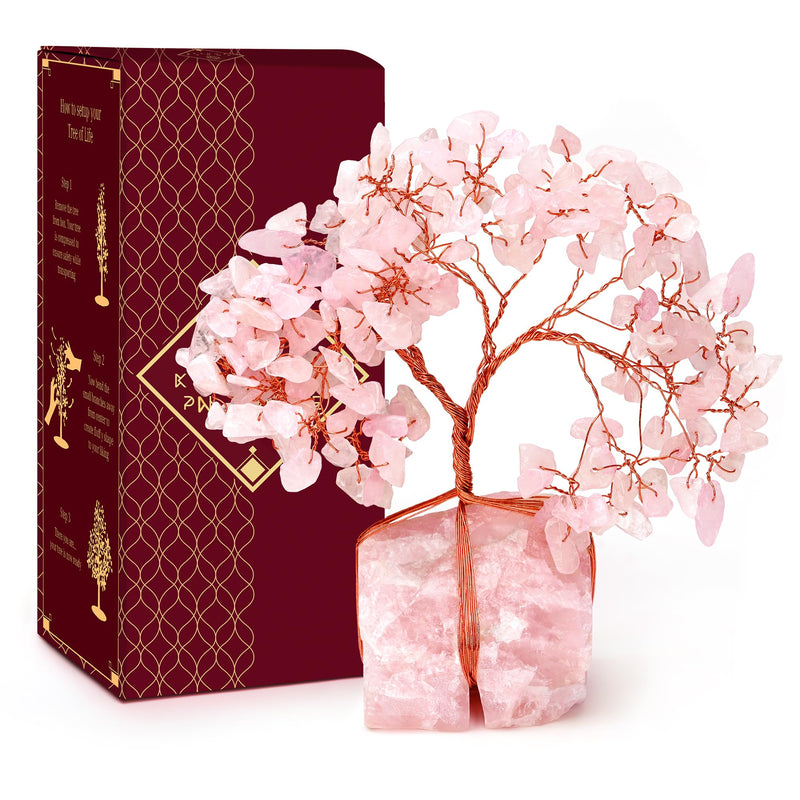 [Australia] - Rose Quartz Crystal Trees for Home Decor, Office Desk Decoration, Chakra Healing Crystals and Stone for Positive Energy, Money, Good Luck, Tree of Life Spiritual Birthday Gifts for Women and Mom 10 Rose Quartz Base Raw Crystal Tree 