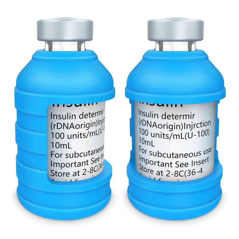 [Australia] - Insulin Via Bottle Protector Case for Diabetic, Insulin Vial Holder Silicone Protective Sleeve to Protect Your Insulin Vial from Breaking, for Most 10ML Insulin Vials, 2-Pack (Short-Blue) Short-Blue 