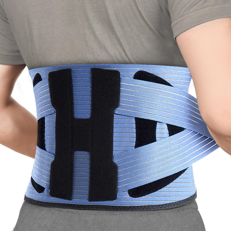 [Australia] - NEENCA Back Support Brace, Adjustable Lumbar Support for Pain Relief of Back/Lumbar/Waist, Waist Wrap with Spring Stabilizers for Injury, Herniated Disc,Sciatica, Scoliosis and more - FSA/HSA APPROVED Large Navy Blue-Black 