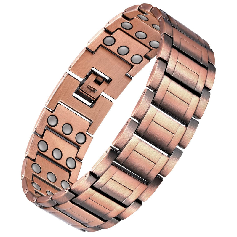 [Australia] - Feraco Copper Bracelet for Men, 3X Ultra Strength Magnetic Bracelets, 99.99% Pure Copper with 3500 Gauss Neodymium Magnets, Adjustable Classic Copper 