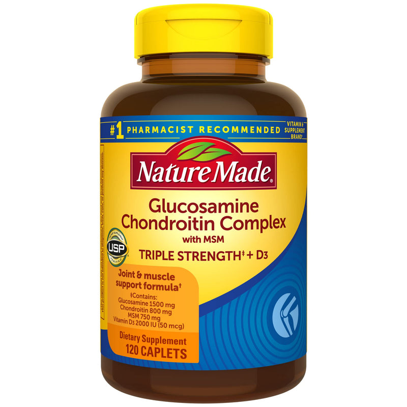 [Australia] - Nature Made Glucosamine Chondroitin Complex with MSM, Dietary Supplement for Joint Support, 120 Caplets, 60 Day Supply Unflavored 120 Count (Pack of 1) 