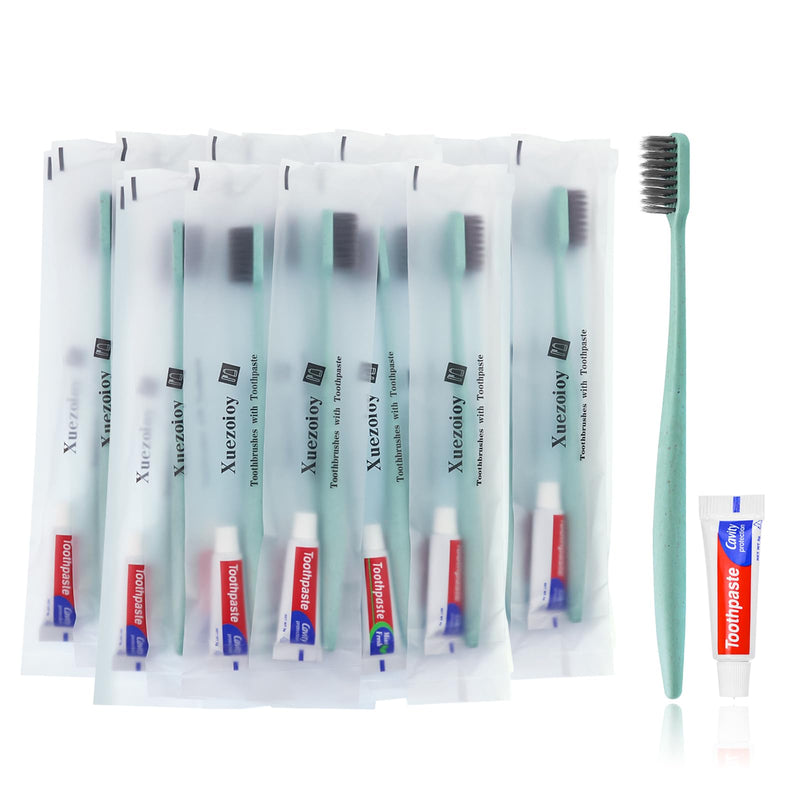 [Australia] - Disposable Toothbrushes with Toothpaste,30 Pack Green Individually Wrapped Disposable Travel Toothbrushes Kit in Bulk for Homeless,Nursing Home,Hotel,Charity 30 