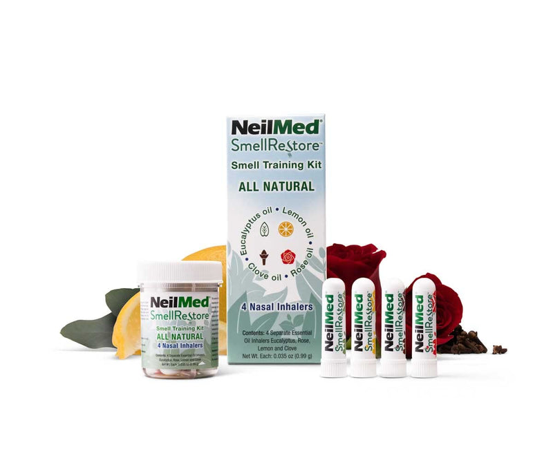 [Australia] - NeilMed Smell Restore - All Natural Smell Training Kit with 4 Separate Essential Oil Inhalers. Eucalyptus, Rose, Lemon and Clove 