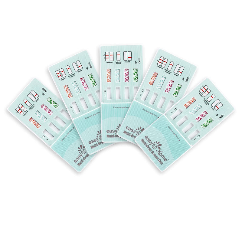Easy@Home 5 Pack Multi Drug Screen Test, 4 Panel Urine Drug Test | Testing for Cocaine(COC), Marijuana(THC), Methamphetamine(MET), Morphie(MOR), Including THC Tests for Home Use, EDOAP-144 5 Tests