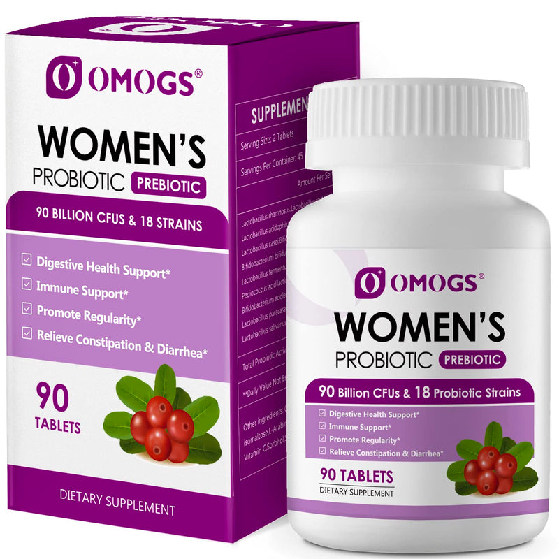 [Australia] - Women's Probiotic,with Cranberry Extract and Organic Prebiotics,90 Billion CFUs,18 Strains,Help for Boost Immune,Digestive, Gut and Women's Health,Gluten Dairy Yeast & Soy Free, 90 Tablets 