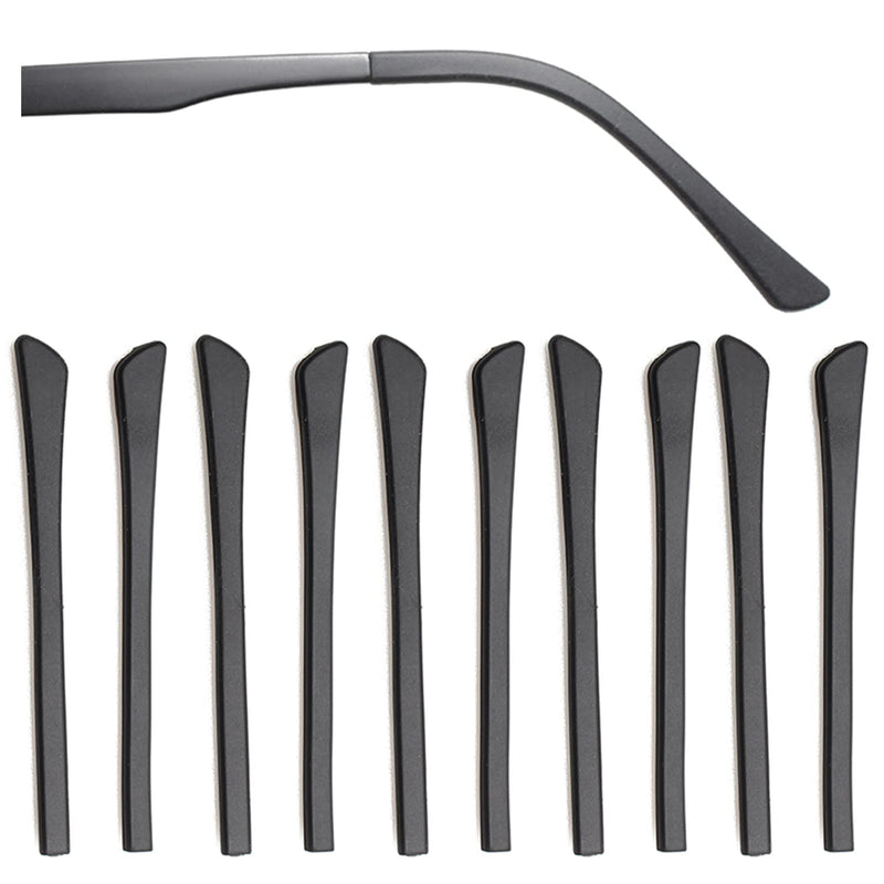 [Australia] - 5 Pairs Anti-Slip Silicone Eyeglass End Tips Ear Sock Pieces Tube Eyewear Comfort Replacement Tips for Flat Thin Metal Eyeglass Legs Black 