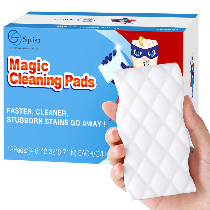 [Australia] - Squish Sponge Cleaning Pads, 18 Pack for Walls, Oven, Kitchen - With Melamine Foam, Universal Cleaner 