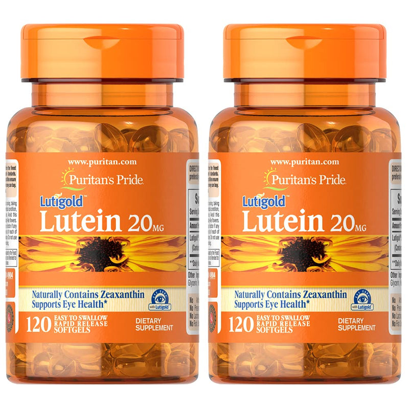[Australia] - Puritan's Pride Lutein and Zeaxanthin Supplements for Eyes, Zeaxanthin 800mcg plus Lutein 20mg Once Daily Softgels, 240 Day Supply - 120 Count (Pack of 2) (Package May Vary) 