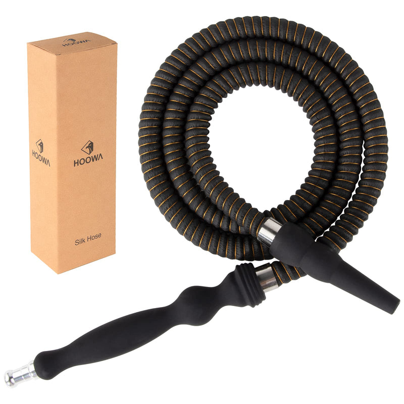 [Australia] - Hookah Hose Shisha Hose Washable Soft Touch Rubber Handle Alloy Tip Leather Wrapped 60'' Shisha Hookah Hose Perfect Fit Hookah Set (Black) Black 