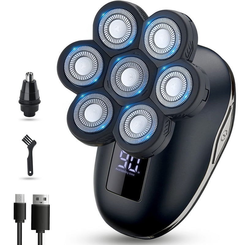 [Australia] - Electric Head Shaver for Bald Men - LED, Travel Lock, Nose Hair & Sideburns Trimmer 