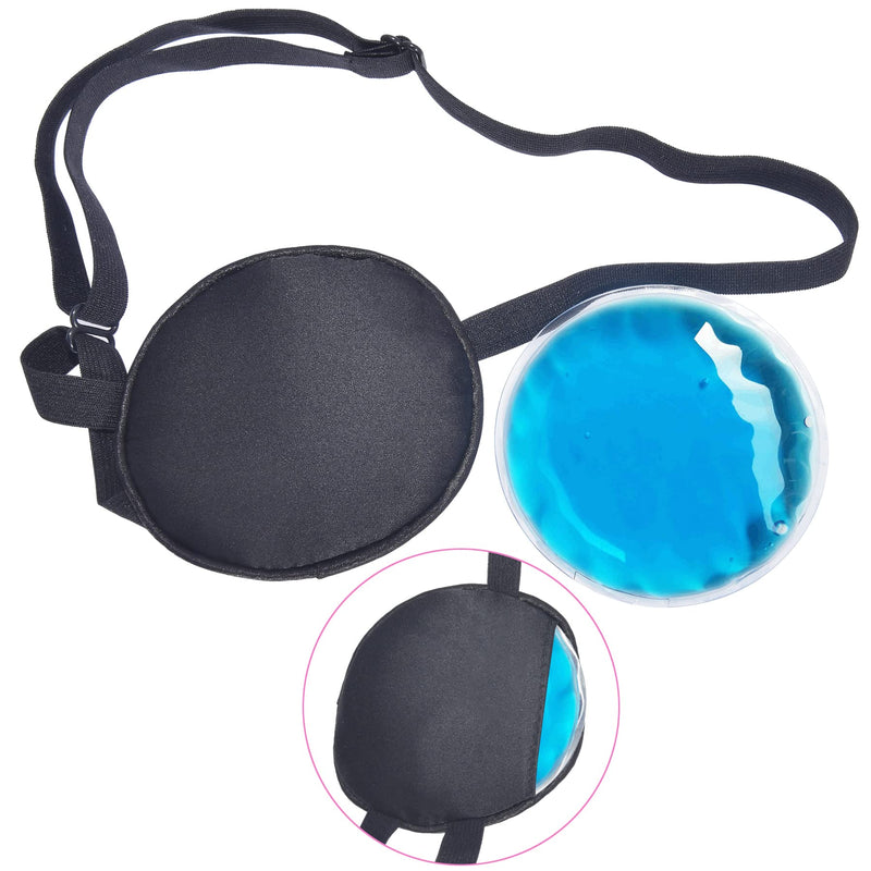 [Australia] - Cooling Eye Patches for Puffy Eyes, Pure Silk Ice Eye Patch, Single Eye Mask, Medical One Eye Cover Cold Hot Therapy Strabismus Lazy Eyes After Surgery Adult Kid Pirate Eyepatch (Black) Black 