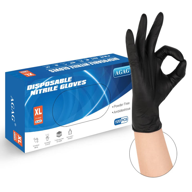 [Australia] - Nitrile Gloves Black Cooking Gloves 100PCs 5mil Ultra Strong Cleaning Gloves, Powder & Latex Free For Daily Use Large (Pack of 100) 