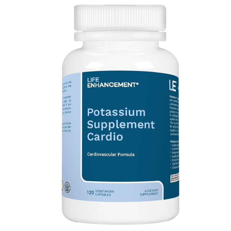 [Australia] - Life Enhancement Potassium Supplement Cardio Natural Potassium Supplement - 750 mg Potassium / 500 mg Taurine Per Serving- Daily Potassium Supplements - 120 Potassium Capsules (60 Servings) 