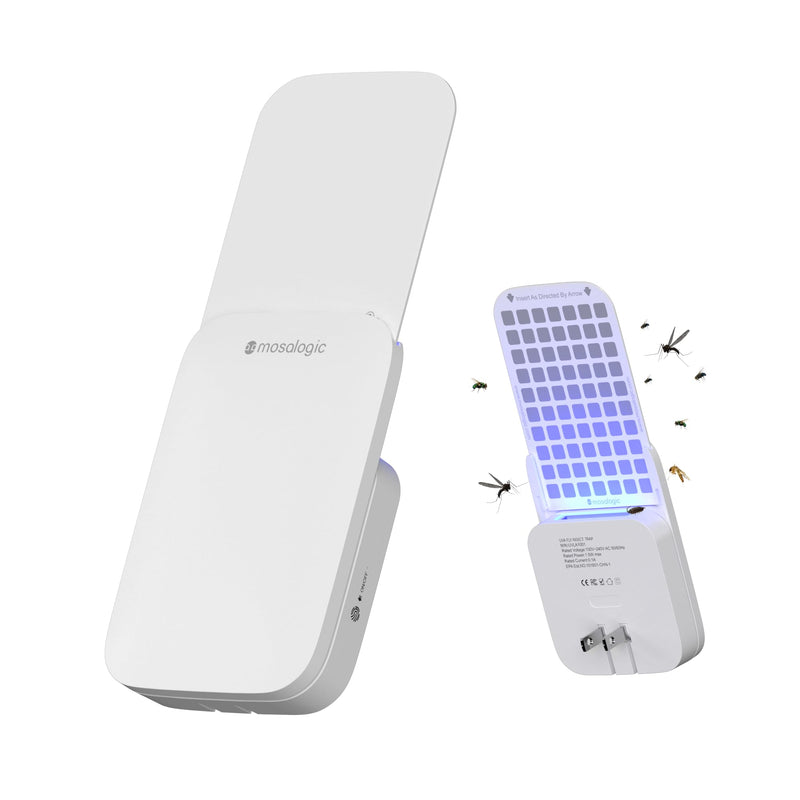 [Australia] - Mosalogic Flying Insect Trap Plug-in Mosquito Killer Indoor Gnat Moth Catcher Fly Tapper with Night Light UV Attractant Catcher for Home Office White-1PACK 1Pack 
