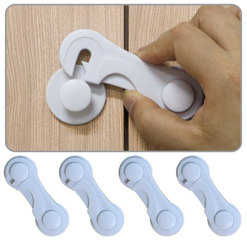 [Australia] - Cabinet Door Locks for Baby Proof and Child Safety, 4 Pack Cabinet Locks with Adhesive for Drawer Cupboards Fridge Closet and Pantry, Childproof Door Latch for Protecting Kids (White-4PCS) 