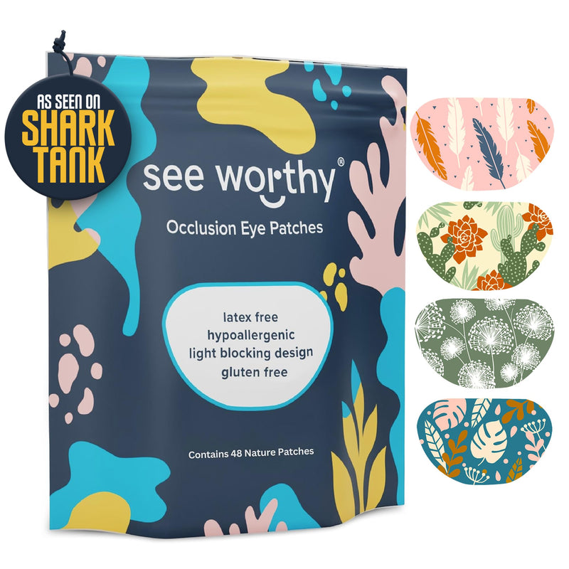 [Australia] - Adhesive Eyepatch for Kids & Adults - As Seen on Shark Tank - Breathable, Comfortable Nature-Themed Eyepatch for Lazy Eye - Amblyopia & Sensitive Skin Medical Eye Patches - 48 Patches by See Worthy 