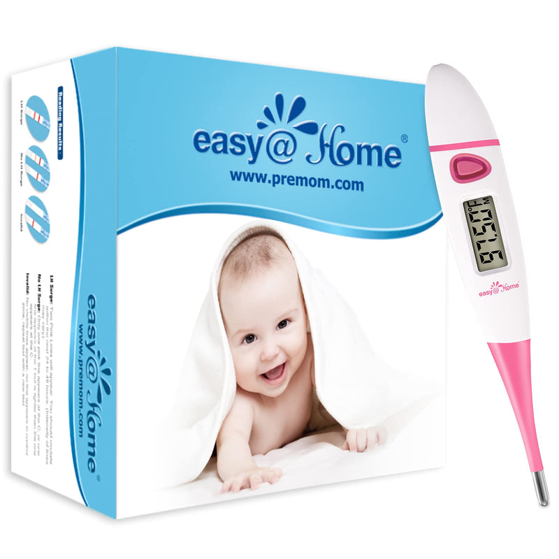 Easy@Home Ovulation Test Kit: 50 Ovulation Strips + EBT-018 Basal Body Thermometer Pink