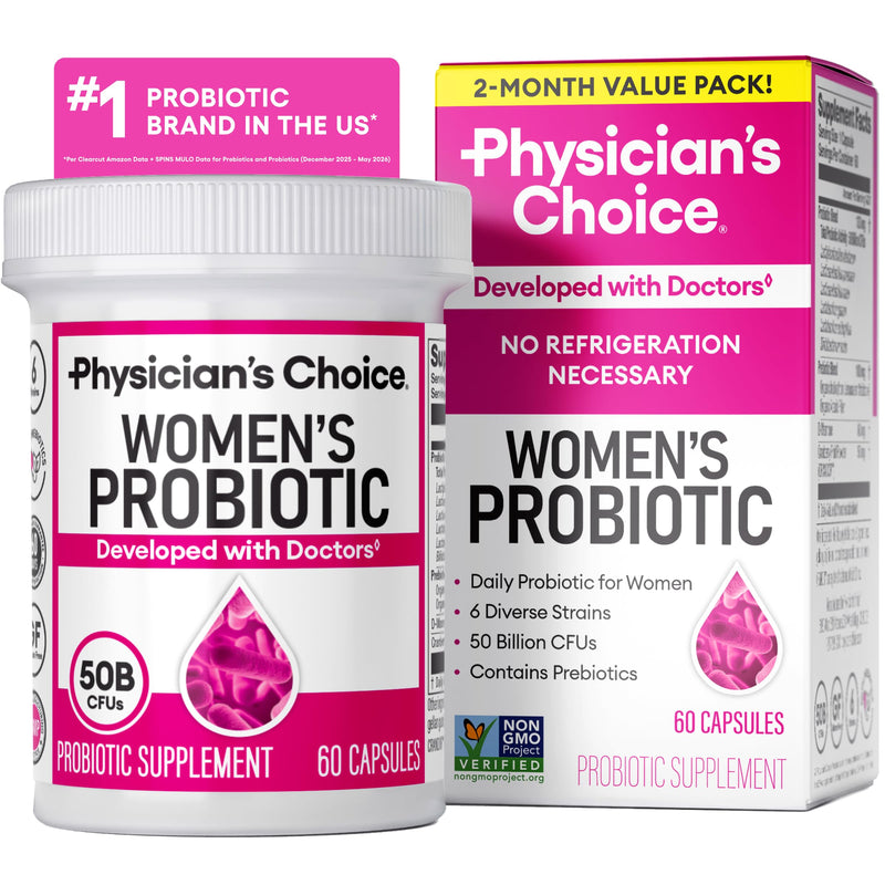 Physician's Choice Probiotics - PH Balance, Digestive, UT, & Feminine Health - 50 Billion CFU - 6 Unique Strains for Women - Organic Prebiotics, Cranberry Extract+ - Probiotic - 60 CT 60 Count (Pack of 1)
