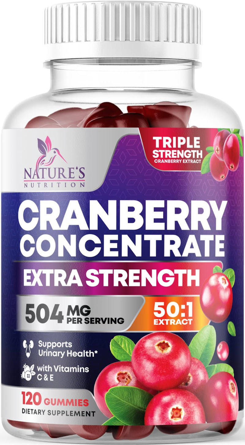 Cranberry Gummies - Urinary Tract Health Support Gummy - Cranberry Extract Supplement Helps Cleanse, Cran Berry Gummy Supplement With Vitamin C, Chewable Cran for Women and Men - 120 Gummies 120 Count (Pack of 1)