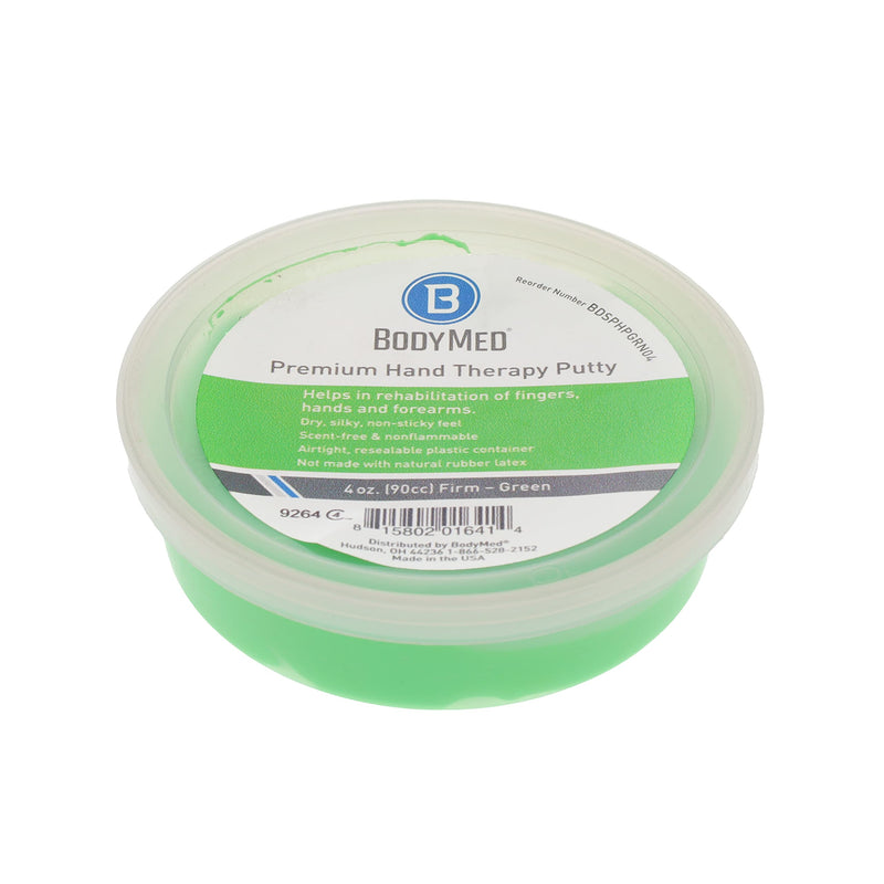BodyMed Premium Hand Therapy Putty, Green, 4 Oz., Firm, Strengthening Therapy Putty for Physical Rehabilitation 4 Ounce Green (Firm)