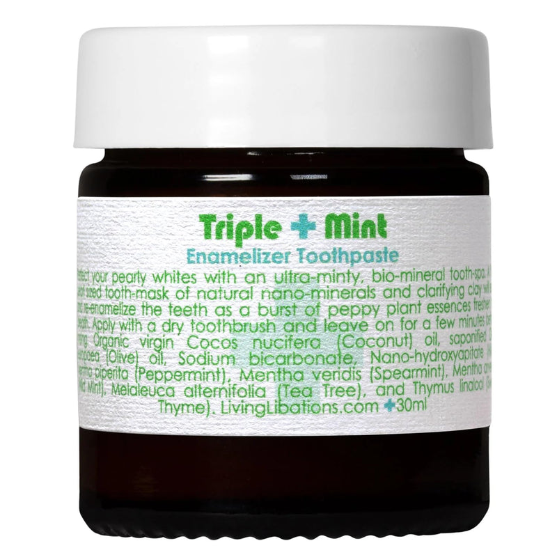 Living Libations - Organic Triple Mint Enamelizer Toothpaste | Natural, Wildcrafted, Vegan Clean Beauty (1 oz | 30 ml) 1 Ounce (Pack of 1)
