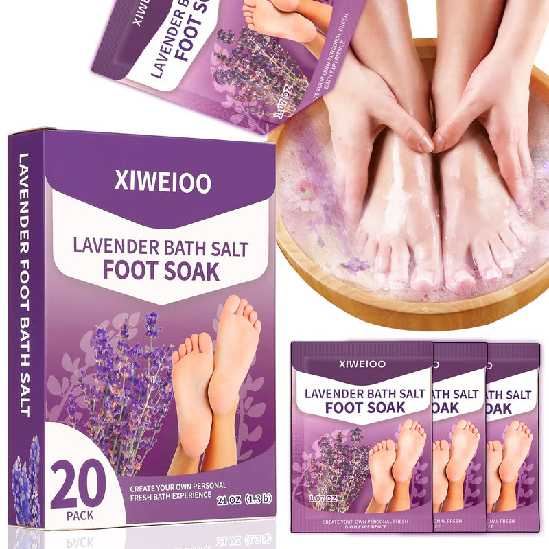 20 Pack Foot Soak Salts kit Epsom Lavender Pedicure Tea Tree Oil | Foot Bath- 20 Pack Bath sea Salts pedicure foot spa soak Products kit 21 oz Tea Tree Oil feet soak Athletes Callus Remover 20PCS SET