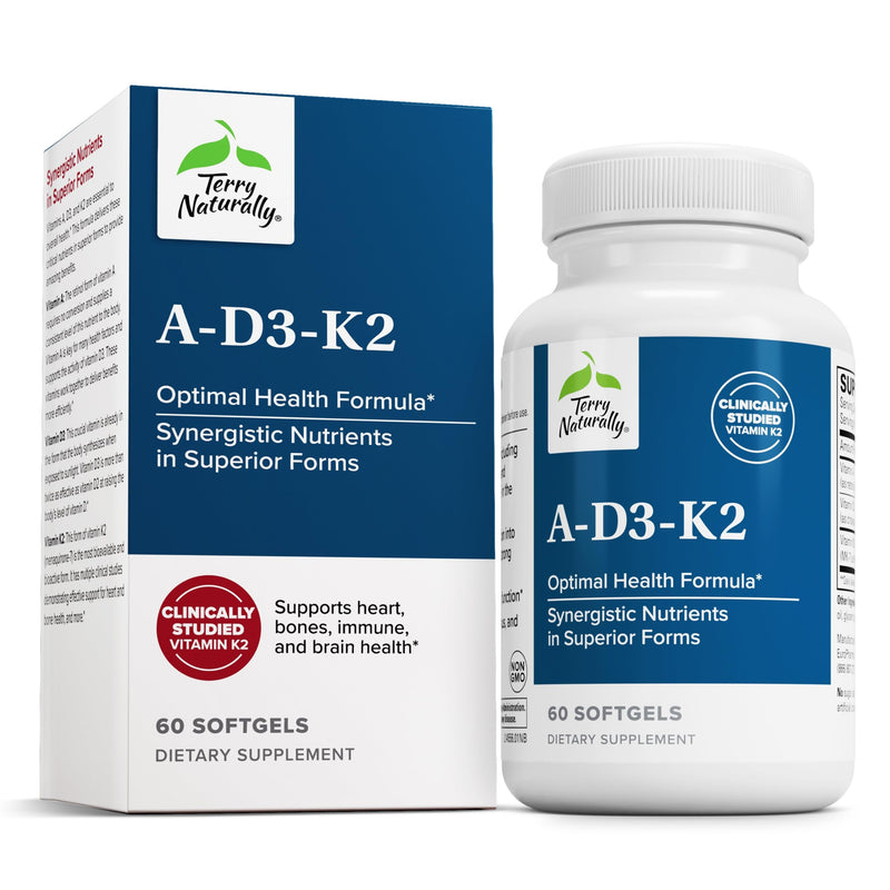 [Australia] - Terry Naturally A.D3.K2 - Healthy Supplement for Immune Support, Heart Health & Bone Support - Supplement for Strong Bones & Healthy Heart - Includes Vitamins A, D3 & K2-60 Softgels (60 Servings) 