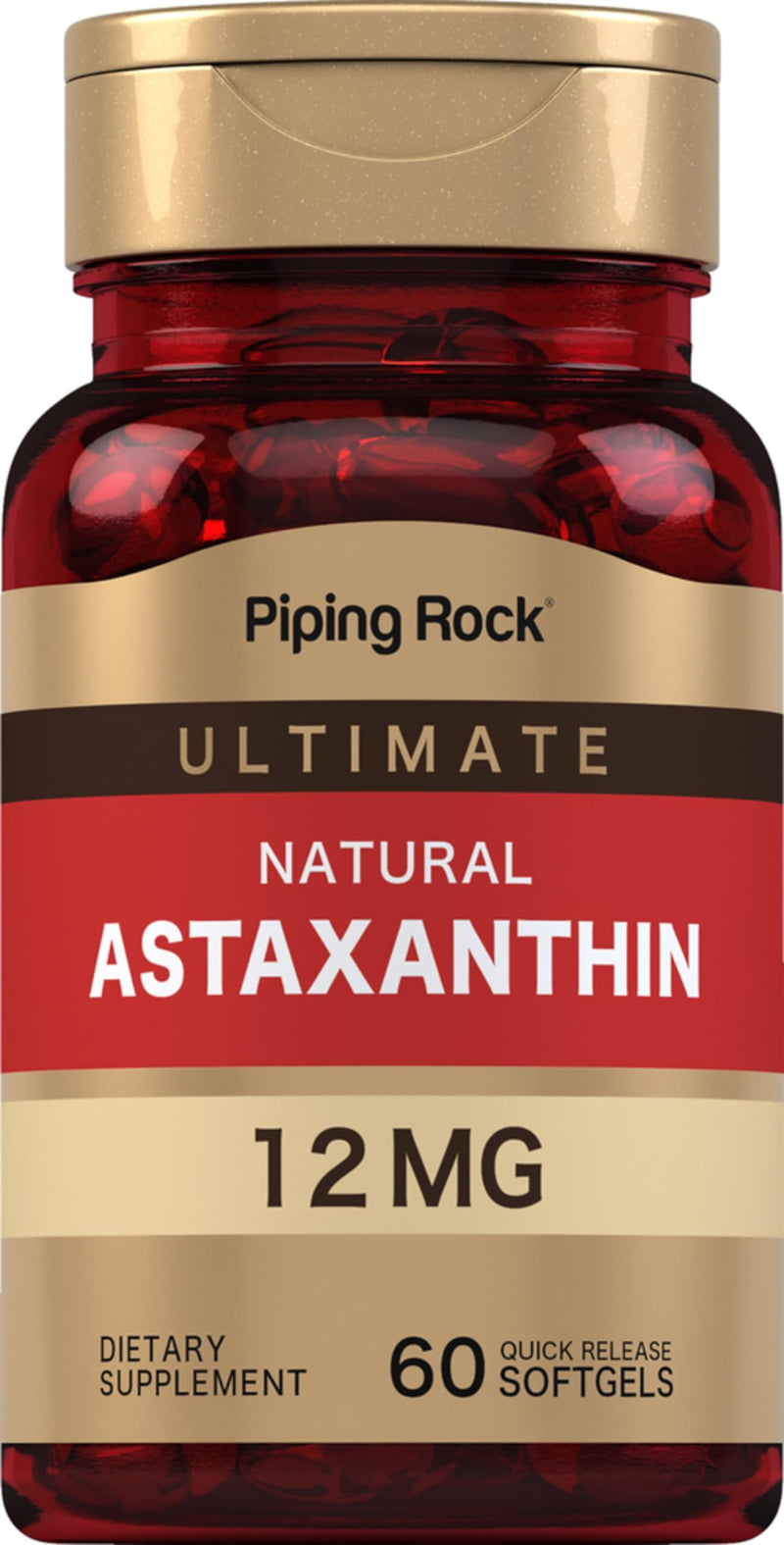[Australia] - Piping Rock Astaxanthin 12mg | 60 Softgels | Ultimate Supplement | Gluten Free, Non-GMO 