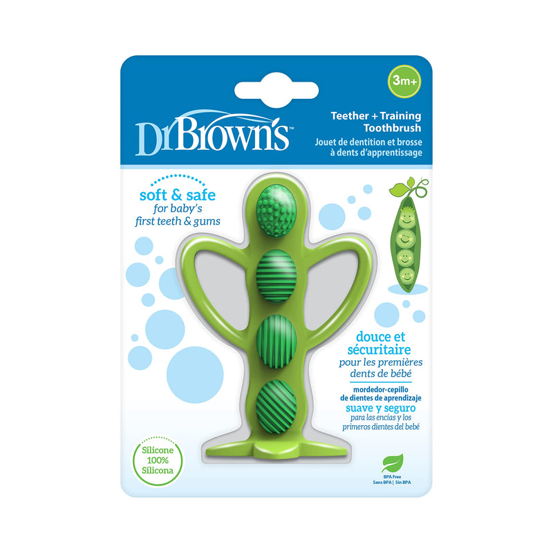 [Australia] - Dr. Brown's Peapod Teether and Training Toothbrush, Soft and Safe for Baby Gums and First Teeth, BPA Free, 100% Silicone, 3m+ Peapod Toothbrush/Teether 